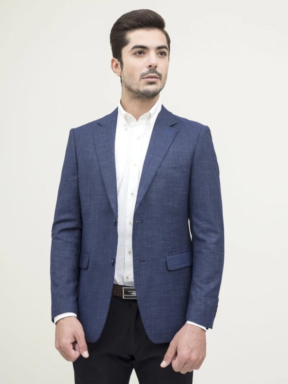 H&M Blazer Jacket Mens Size 40 Regular Blue Slim Fit Two-Button Closure